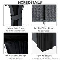 Outsunny 10' x 12' Hardtop Gazebo Permanent Pavilion w/ Double Roof Aluminum Frame Sidewalls for Patio Garden Deck, Dark Gray(m-7)