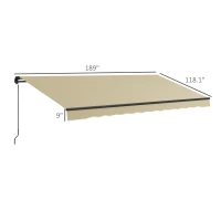 Outsunny 16' x 10' Retractable Awning, 280gsm UV Resistant Sunshade Shelter for Deck, Balcony, Yard, Beige(m-3)