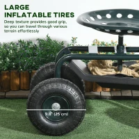 Outsunny Garden Cart Garden Seat on Wheels with Tool Tray, 360° Swivel and Height Adjustable Seat, for Patio and Yard(m-5)
