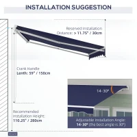 Outsunny 10' x 8' Retractable Awning, Electric Awning, UV Protection Sun Shade Shelter with Remote and Crank Handle, Dark Blue(m-6)