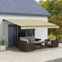 Outsunny 16' x 10' Retractable Awning, 280gsm UV Resistant Sunshade Shelter for Deck, Balcony, Yard, Beige(m-2)