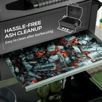 Outsunny Tabletop Charcoal Grill, Portable BBQ with Ash Catcher and Thermometer for Backyard, Camping, Picnic, Black(m-8)