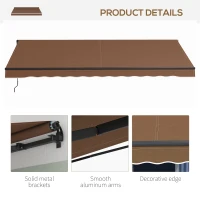 Outsunny 16' x 10' Retractable Awning, 280gsm UV Resistant Sunshade Shelter for Deck, Balcony, Yard, Brown(m-8)