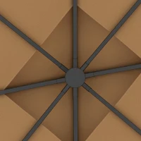 Outsunny 10' x 12' Steel Outdoor Gazebo, Elegant Garden Shelter with Mesh Curtains, Brown - Ideal for Patio & Backyard Entertaining(m-7)