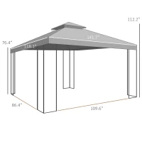 Outsunny 10' x 12' Steel Outdoor Gazebo, Elegant Garden Shelter with Mesh Curtains, Brown - Ideal for Patio & Backyard Entertaining(m-2)