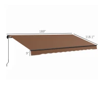Outsunny 16' x 10' Retractable Awning, 280gsm UV Resistant Sunshade Shelter for Deck, Balcony, Yard, Brown(m-3)