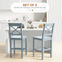 HOMCOM Counter Height Stools Set of 2, Farmhouse Bar Stools with Backs, Solid Wood Counter Stools for Kitchen Island(m-4)