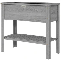 Outsunny Elevated Planter Box with Storage Shelf for Flowers, Vegetables, and Herbs, 36" x 16" x 32", Grey(m-2)