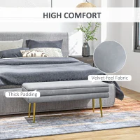 HOMCOM 39" Storage Ottoman, Velvet End of Bed Bench with Steel Legs, Foot Stool with Storage for Bedroom, Living Room(m-4)