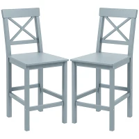HOMCOM Counter Height Stools Set of 2, Farmhouse Bar Stools with Backs, Solid Wood Counter Stools for Kitchen Island(m-2)