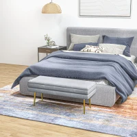 HOMCOM 39" Storage Ottoman, Velvet End of Bed Bench with Steel Legs, Foot Stool with Storage for Bedroom, Living Room(m-7)