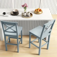 HOMCOM Counter Height Stools Set of 2, Farmhouse Bar Stools with Backs, Solid Wood Counter Stools for Kitchen Island(m-7)