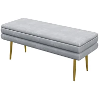 HOMCOM 39" Storage Ottoman, Velvet End of Bed Bench with Steel Legs, Foot Stool with Storage for Bedroom, Living Room(m-2)