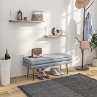 HOMCOM 39" Storage Ottoman, Velvet End of Bed Bench with Steel Legs, Foot Stool with Storage for Bedroom, Living Room(m-1)