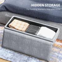 HOMCOM 39" Storage Ottoman, Velvet End of Bed Bench with Steel Legs, Foot Stool with Storage for Bedroom, Living Room(m-5)