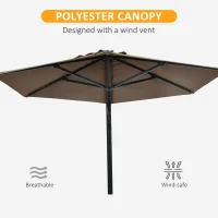 Outsunny 8 ft Wall Mounted Umbrella with 180° Rotatable Canopy, Patio Wall Parasol for Outdoor, Garden, Balcony, Yard,  Khaki(m-6)