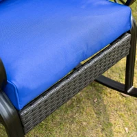 Outsunny Outdoor Wicker Rocking Chair with Padded Cushions for Garden, Patio, and Backyard, Blue(m-9)