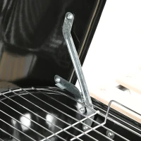 Outsunny Charcoal BBQ Grill Rolling Barbecue Trolley Smoker with Wheels, 2 Side Shelves and a Bottom Shelf, Black and Red(m-10)