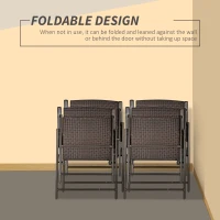 Outsunny Outdoor Wicker Dining Chair Set of 4, Rattan Foldable Chair with Steel Frame for Garden, Backyard, Porch, Brown(m-6)