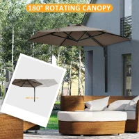 Outsunny 8 ft Wall Mounted Umbrella with 180° Rotatable Canopy, Patio Wall Parasol for Outdoor, Garden, Balcony, Yard,  Khaki(m-4)
