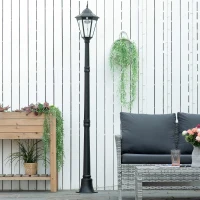 Outsunny 77" Solar Lamp Post Light Outdoor Street Lamp, Motion Activated Sensor PIR, Adjustable Brightness for Backyard, Black(m-9)