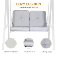 Outsunny 2-Seater Outdoor Porch Swing with Adjustable Canopy, Patio Swing Chair for Garden, Poolside, Backyard, Grey(m-5)