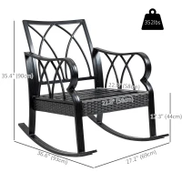 Outsunny Outdoor Wicker Rocking Chair with Padded Cushions for Garden, Patio, and Backyard, Blue(m-3)