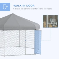 PawHut 13.4' x 11.5' x 8.8' Dog Kennel Outdoor for Medium and Large-Sized Dogs with Waterproof UV Resistant Roof, Silver(m-7)