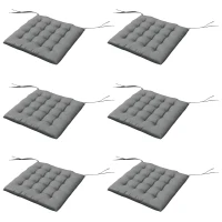Outsunny 6-Piece Seat Cushion Pillows Replacement, Button Tufted Patio Chair Cushions Set with Ties, Charcoal Grey(m-2)