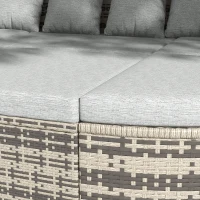 Outsunny 4 Pieces Patio PE Wicker Round Daybed, Outdoor Rattan Garden Lounge Furniture Sets, Light Grey(m-9)