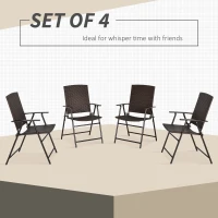 Outsunny Outdoor Wicker Dining Chair Set of 4, Rattan Foldable Chair with Steel Frame for Garden, Backyard, Porch, Brown(m-4)