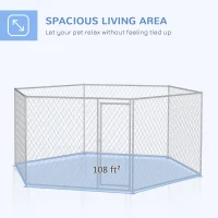 PawHut 13.4' x 11.5' x 5.6' Dog Kennel Outdoor for Medium and Large-Sized Dogs with Lockable Door, Silver(m-5)