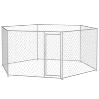 PawHut 13.4' x 11.5' x 5.6' Dog Kennel Outdoor for Medium and Large-Sized Dogs with Lockable Door, Silver(m-1)