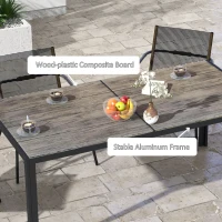 Outsunny Patio Table for 8 with Aluminum Frame, Faux Wood Tabletop, Rectangular Outdoor Table for Backyard, Lawn, Balcony, Grey(m-6)