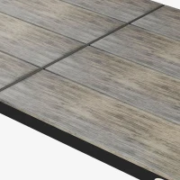 Outsunny Patio Table for 8 with Aluminum Frame, Faux Wood Tabletop, Rectangular Outdoor Table for Backyard, Lawn, Balcony, Grey(m-9)