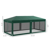 Outsunny 10' x 20' Party Tent, Outdoor Wedding Canopy & Gazebo Shade Shelter with 6 Removable Sidewalls for Event, BBQ, Green(m-3)