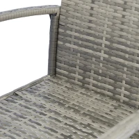 Outsunny 4 Pieces Patio Furniture Set with Loveseat Bench, Armchairs, Glass Table, Outdoor Wicker Conversation Seating Set, Grey(m-9)