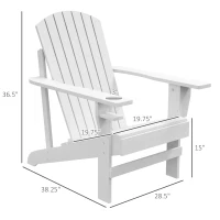 Outsunny Oversized Adirondack Chair, Outdoor Fire Pit and Porch Seating, Classic Log Lounge w/ Built-in Cupholder, White(m-3)