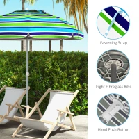 Outsunny 6ft Travel Beach Umbrella with Sand Anchor Height Adjustable Sun Umbrella with Tilt Bag 40+ UV Protection Multicolour(m-9)