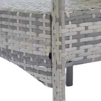 Outsunny 4 Pieces Patio Furniture Set with Loveseat Bench, Armchairs, Glass Table, Outdoor Wicker Conversation Seating Set, Grey(m-10)