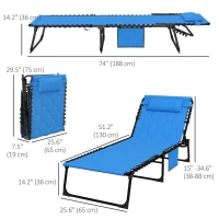 Outsunny Folding Chaise Lounge with Reclining Back, 25.6" x 74" x 14.2", Blue(m-3)
