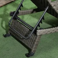 Outsunny Rattan Outdoor Lounger Chair Recliner with 5-Level Adjustable Backrest, Wheels for Garden, Patio, Poolside, Mixed Grey(m-9)
