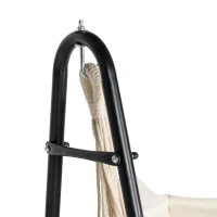 Outsunny Hammock Chair with U Shape Stand, Hammock Swing Chair with A Side Pocket, Cream White(m-7)