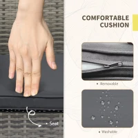 Outsunny 4 Pieces Patio Furniture Set with Loveseat Bench, Armchairs, Glass Table, Outdoor Wicker Conversation Seating Set, Grey(m-5)