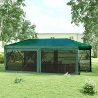 Outsunny 10' x 20' Party Tent, Outdoor Wedding Canopy & Gazebo Shade Shelter with 6 Removable Sidewalls for Event, BBQ, Green(m-2)