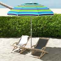Outsunny 6ft Travel Beach Umbrella with Sand Anchor Height Adjustable Sun Umbrella with Tilt Bag 40+ UV Protection Multicolour(m-1)