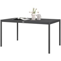 Outsunny Outdoor Dining Table w/ Aluminium Frame, Garden Table, 57", Dark Grey(m-2)