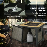 Outsunny 50,000 BTU Propane Fire Table, 28" Gas Firepit Table with Pulse Ignition, Lava Rocks, Rain Cover, Brown(m-6)