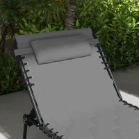 Outsunny Folding Chaise Lounge with Reclining Back, 25.6" x 74" x 14.2", Grey(m-9)
