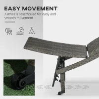 Outsunny Rattan Outdoor Lounger Chair Recliner with 5-Level Adjustable Backrest, Wheels for Garden, Patio, Poolside, Mixed Grey(m-6)